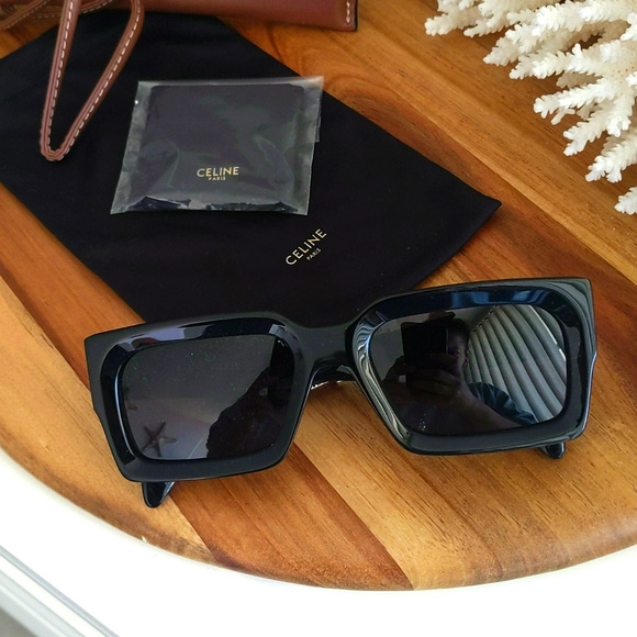 CELINE 🔥 NWT 🔥 Bold Three Dots 54MM Rectangular Sunglasses. NEVER USED! - Picture 1 of 17